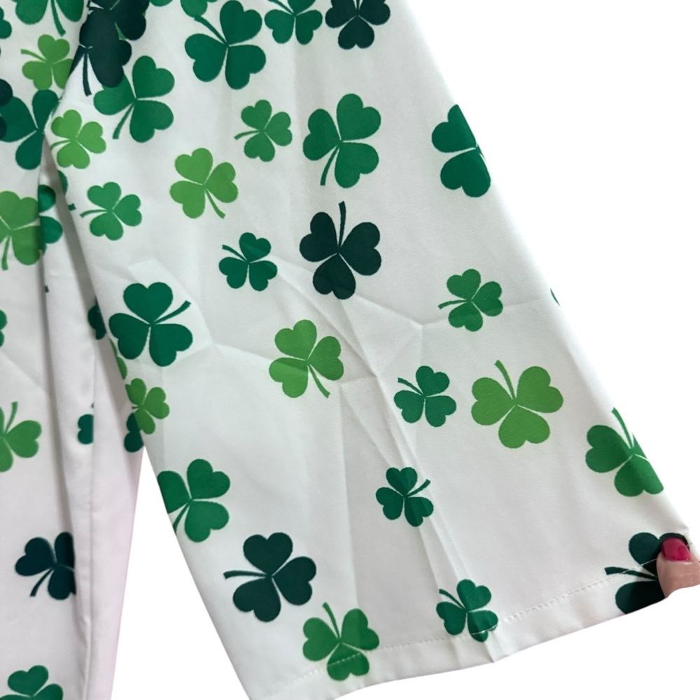 St Patrick’s Day - white tunic with green shamrocks - size M - NWOT - Picture 5 of 9